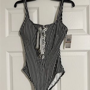 MICHAEL Michael Kors Monochrome Striped One Piece Swimsuit